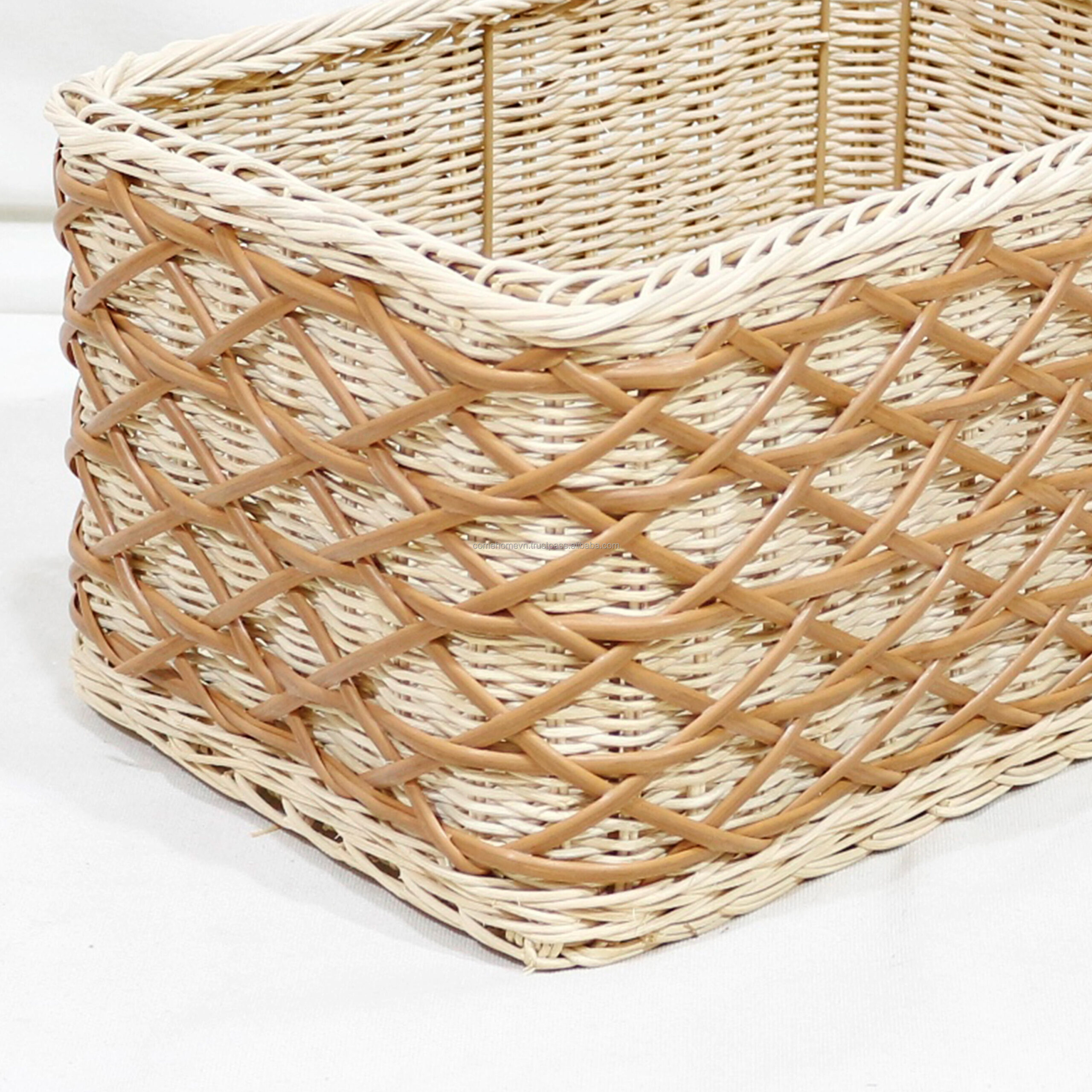 Handwoven Rectangular Storage Basket – Natural Rattan Look - Image 2