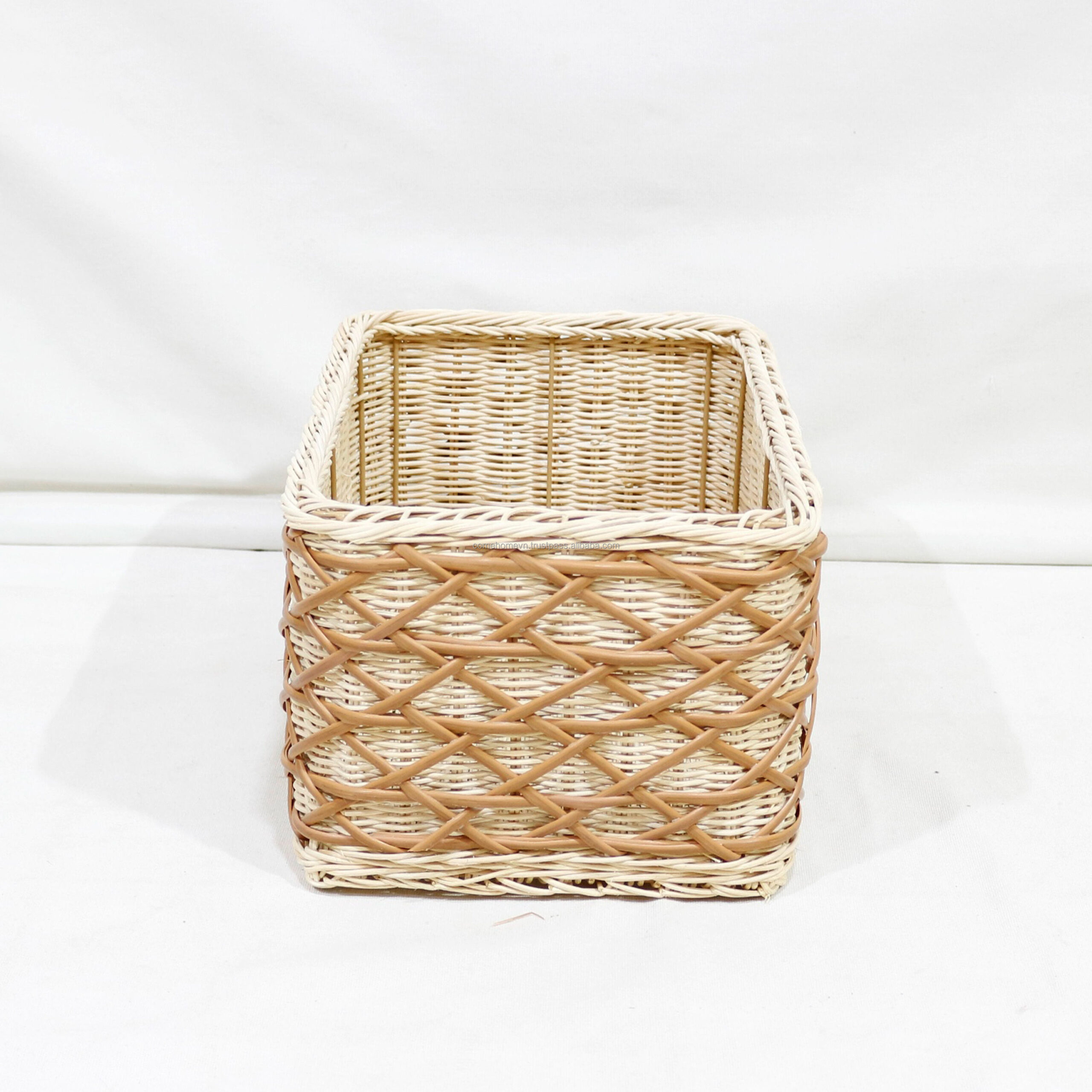 Handwoven Rectangular Storage Basket – Natural Rattan Look - Image 3