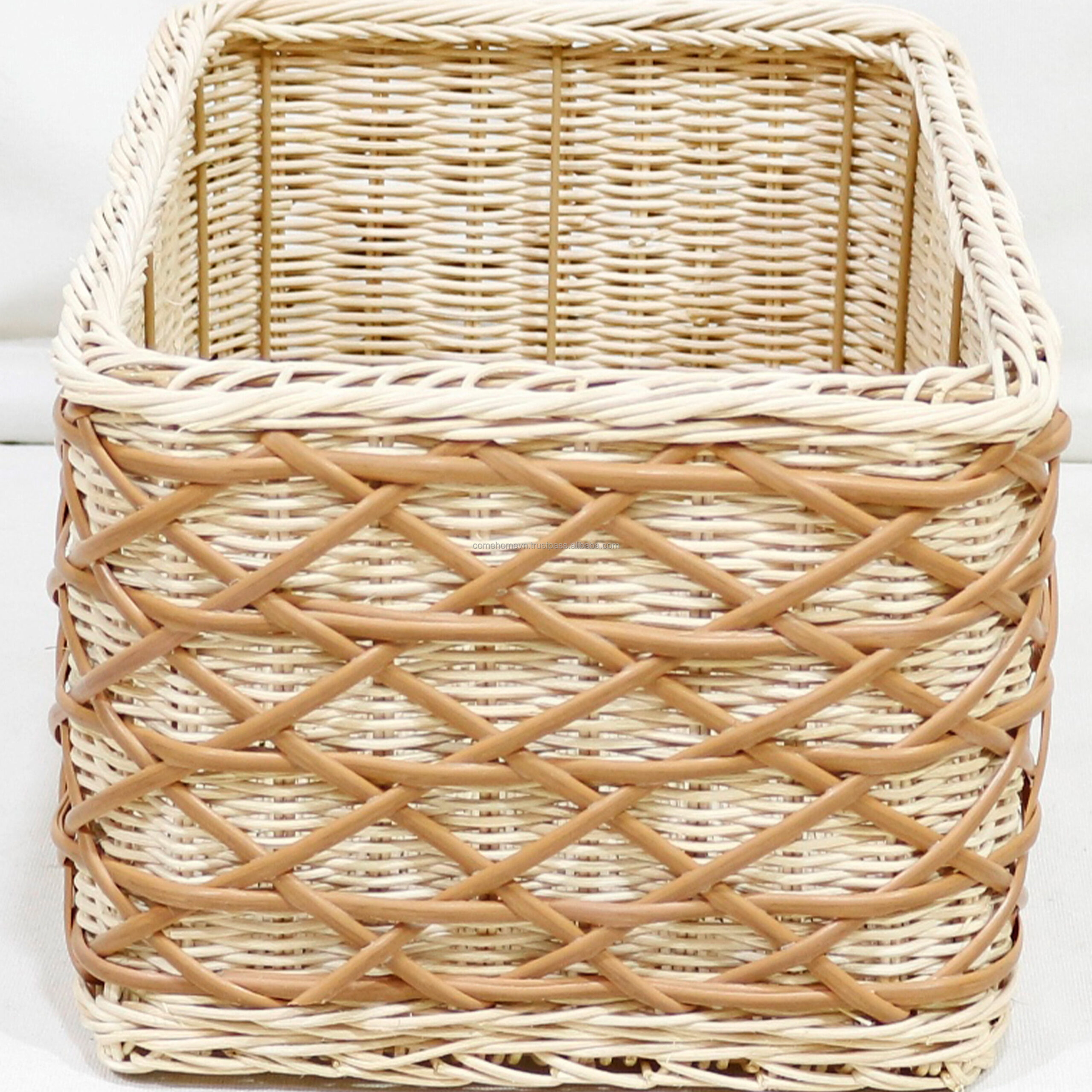 Handwoven Rectangular Storage Basket – Natural Rattan Look - Image 4
