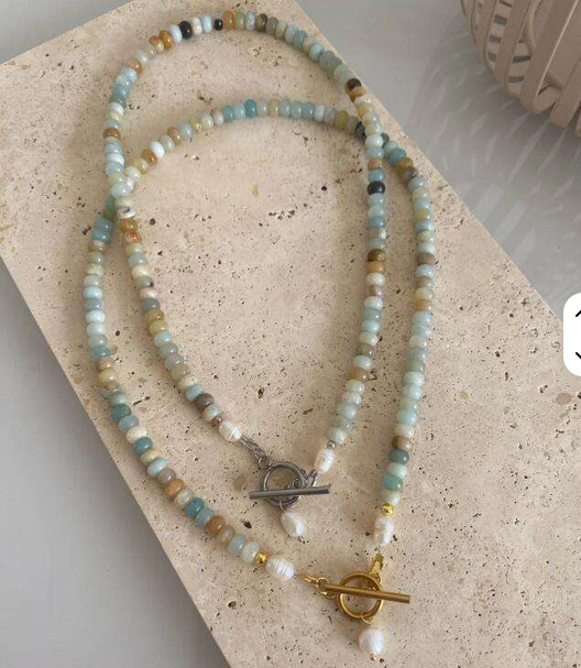 Freshwater Pearl Pendant Necklace – Natural Stone Beads, Waterproof OT Clasp