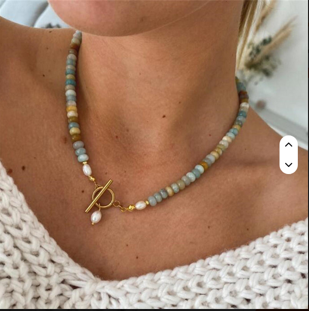 Freshwater Pearl Pendant Necklace – Natural Stone Beads, Waterproof OT Clasp - Image 2