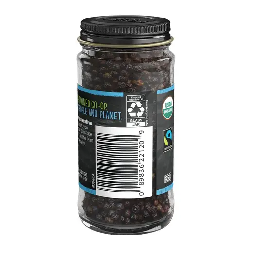 Frontier Co-op Black Peppercorns, Whole, Regenerative Organic Certified® 1.76 oz - Image 3
